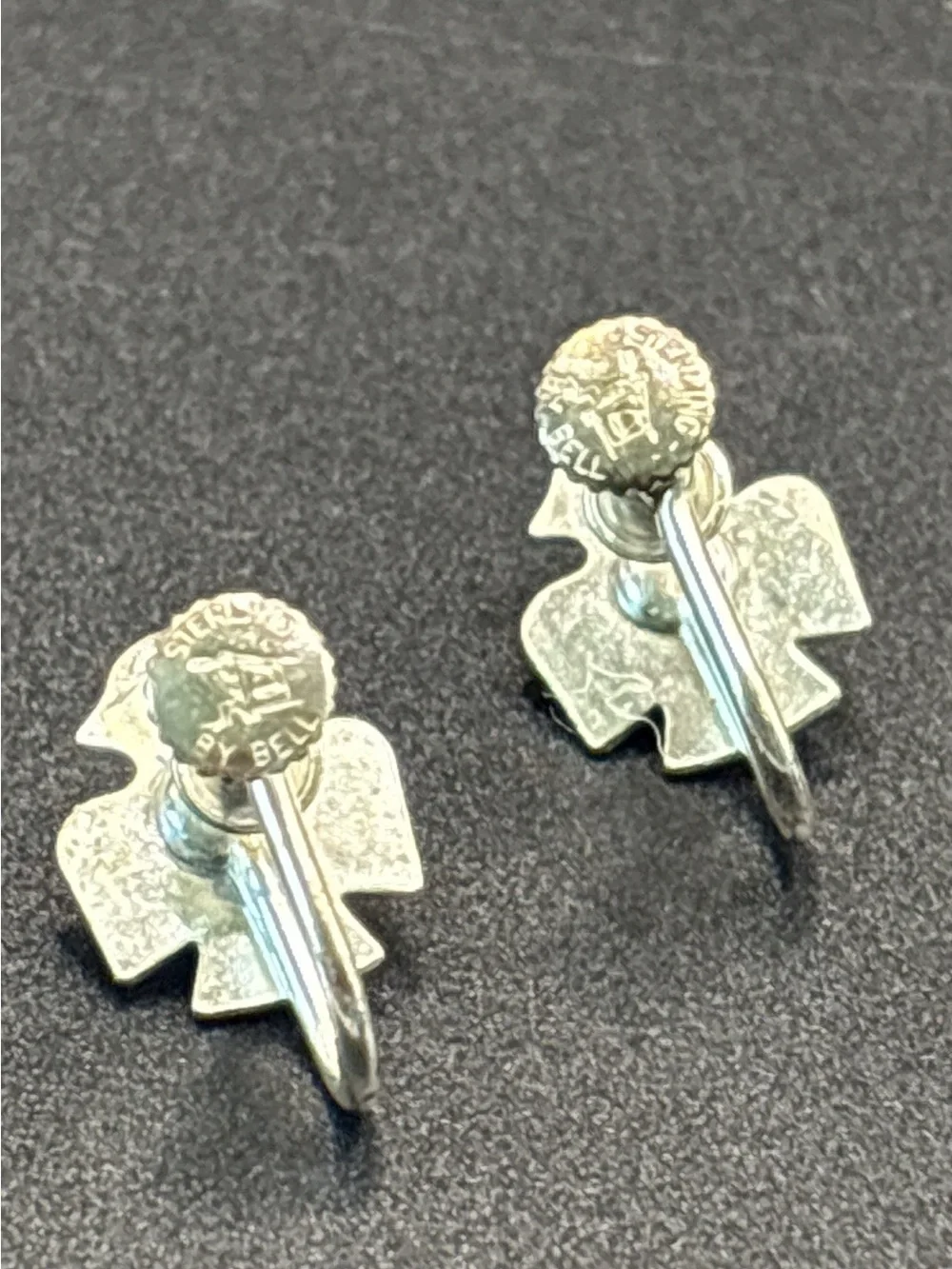 Vintage Bell Trading Post Sterling Turquoise Thunderbird Screw Back Earrings